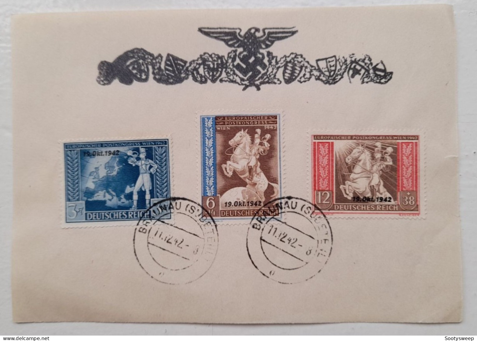 1942 German Stamps On Official Postal Stationary Sheet - WWII Germany Stamps - Third Reich Stamps - Omslagen