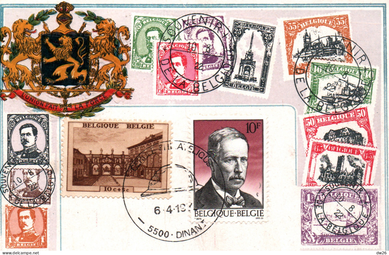 Représentation De Timbres - Belgique (Belgie) Carte Gaufrée 1939 - Tampon Dinant - Postzegels (afbeeldingen)
