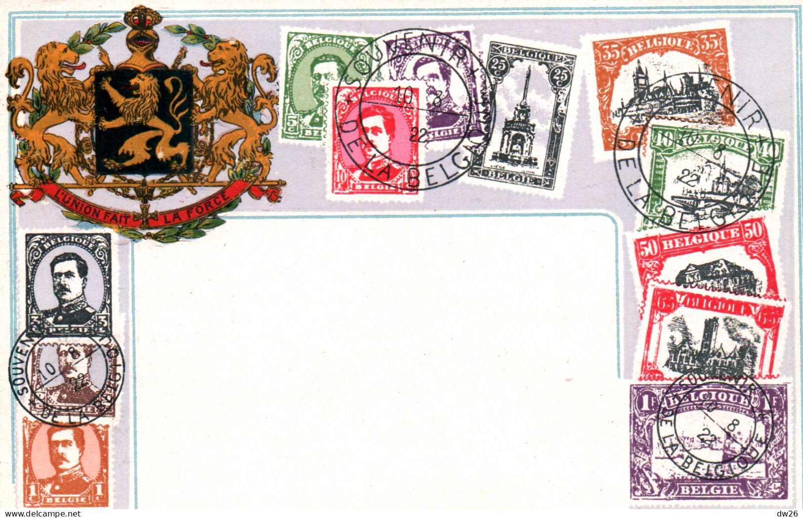 Représentation De Timbres - Belgique (Belgie) Carte Gaufrée De 1939, Circulée En 1978 - Stamps (pictures)