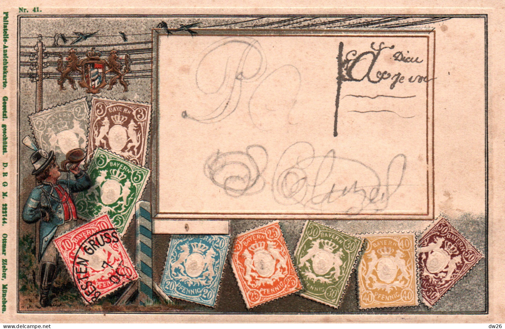 Représentation De Timbres - Stamps Bayern, Germany - Carte Gaufrée Ottmar Zieher N° 41 (pas D'illustration) - Timbres (représentations)