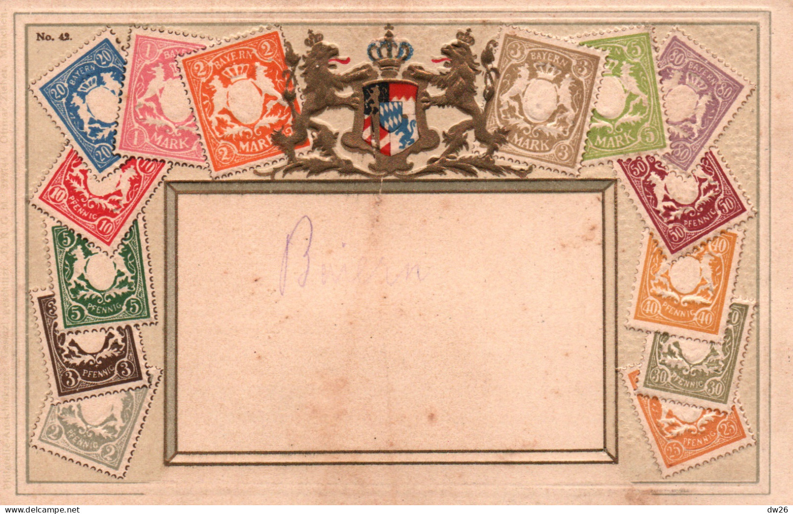 Représentation De Timbres - Stamps Bayern, Germany - Carte Gaufrée Ottmar Zieher N° 42 (pas D'illustration) - Briefmarken (Abbildungen)