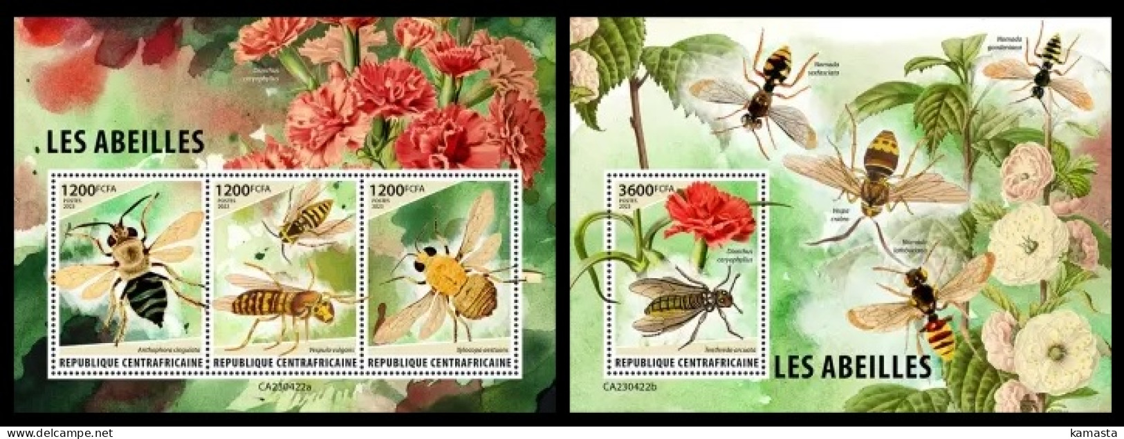 Cemtral Africa  2023 Bees. (422) OFFICIAL ISSUE - Honeybees