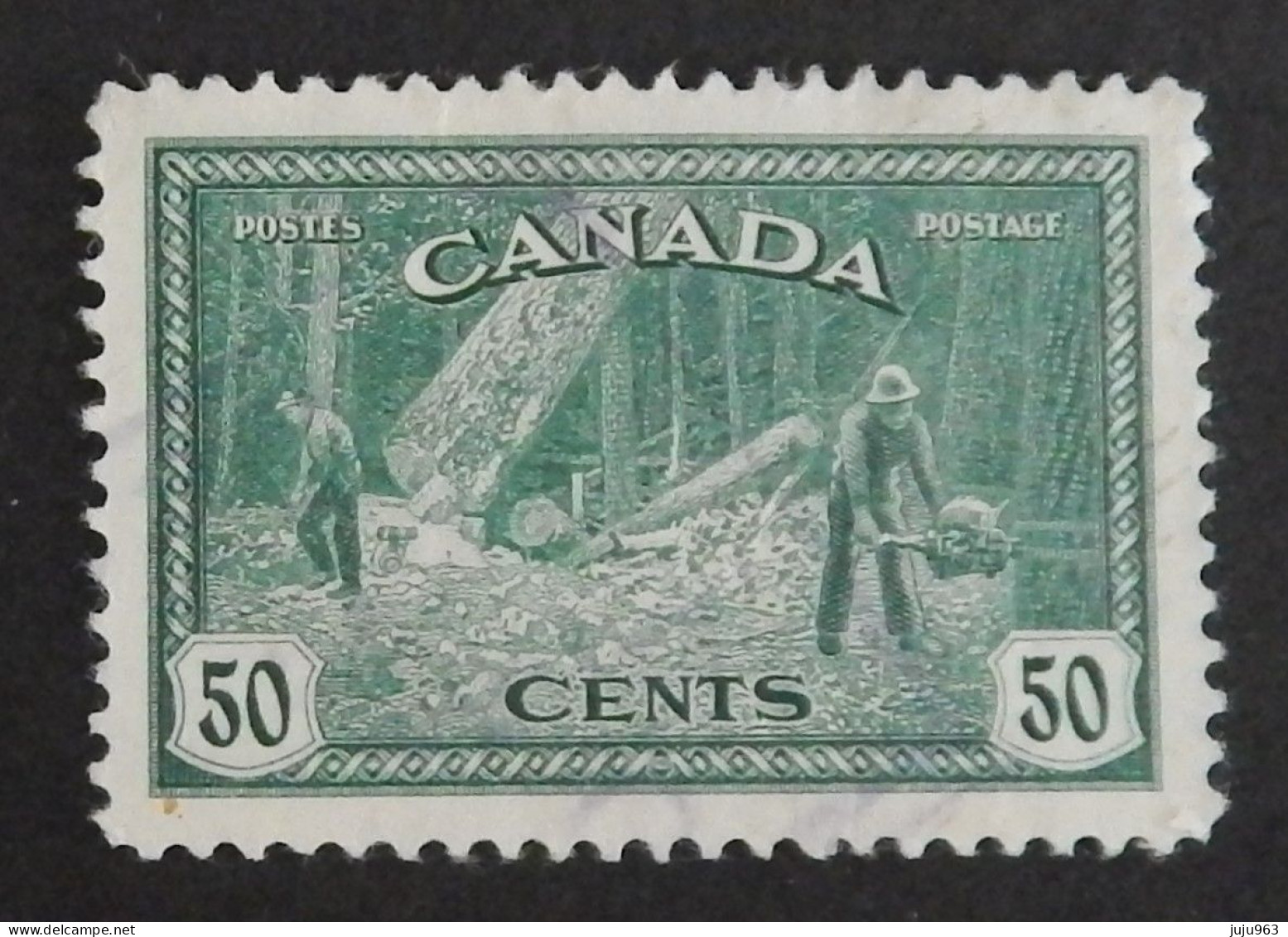 CANADA YT 223 OBLITERE "ABATTAGE D ARBRES EN COLOMBIE BRITANNIQUE" ANNÉE 1946 - Oblitérés