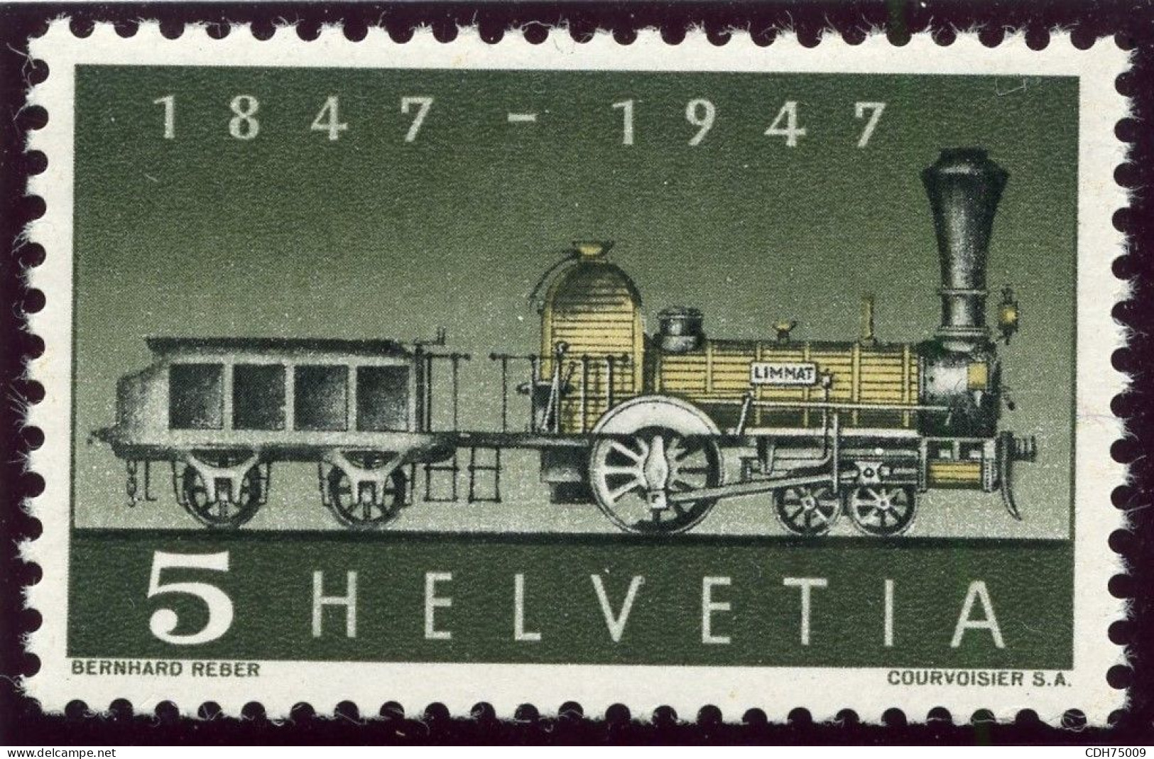 SUISSE - Z 277.PF  5C LOCOMOTIVE - VARIETE RAYON MANQUANT A LA ROUE  ** - Unused Stamps