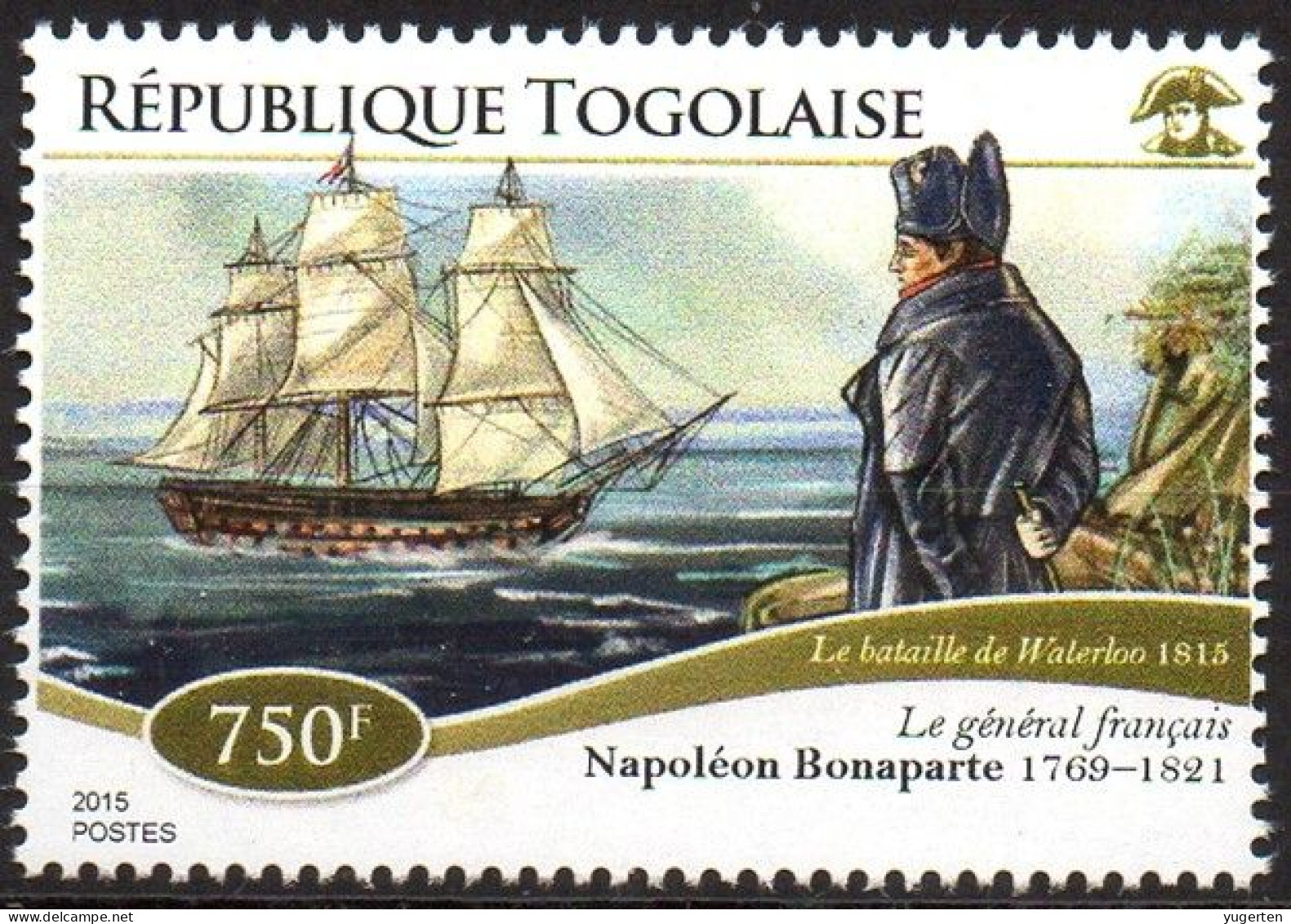 TOGO 2015 - 1v - MNH - 200th Anniversary Of Waterloo Battle - Napoleon Bonaparte - Napoleone - France - Ship - Napoleón