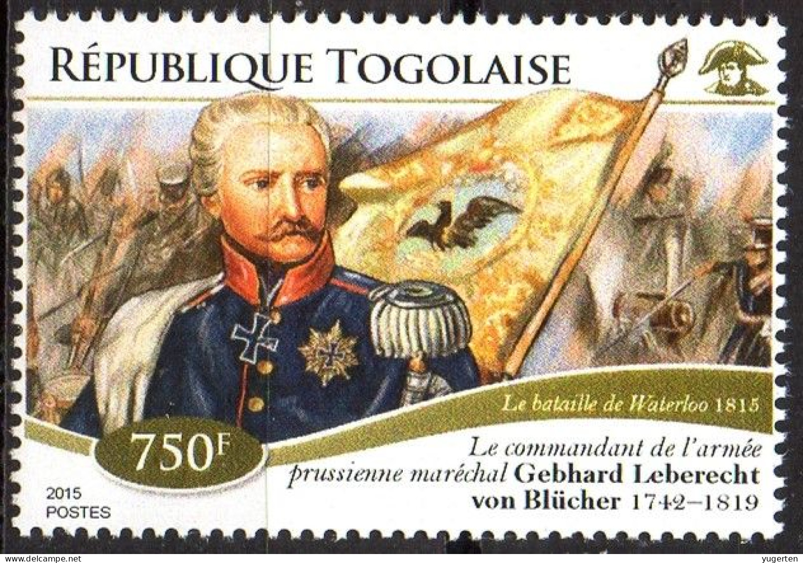 TOGO 2015 - 1v - MNH - 200th Anniversary Of Waterloo Battle - Napoleon - Gebhard Leberecht Von Blücher - Napoleón