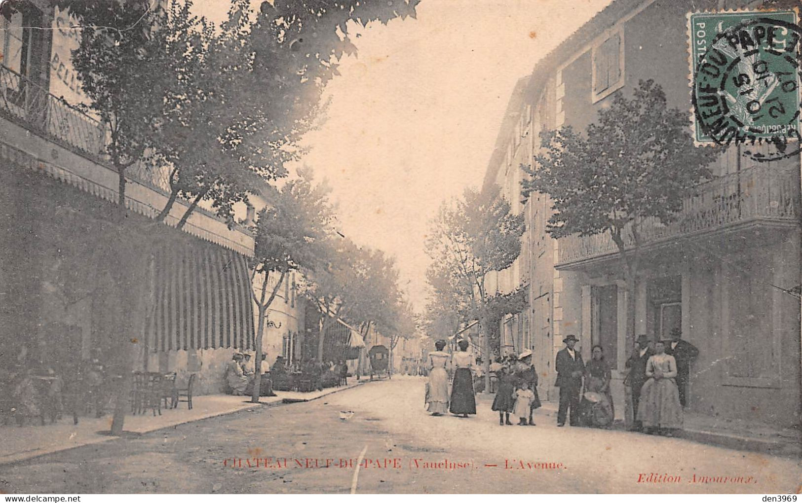 CHATEAUNEUF-du-PAPE (Vaucluse) - L'Avenue - Voyagé 1907 (2 Scans) Louise Sottier à Blacé Rhône - Chateauneuf Du Pape