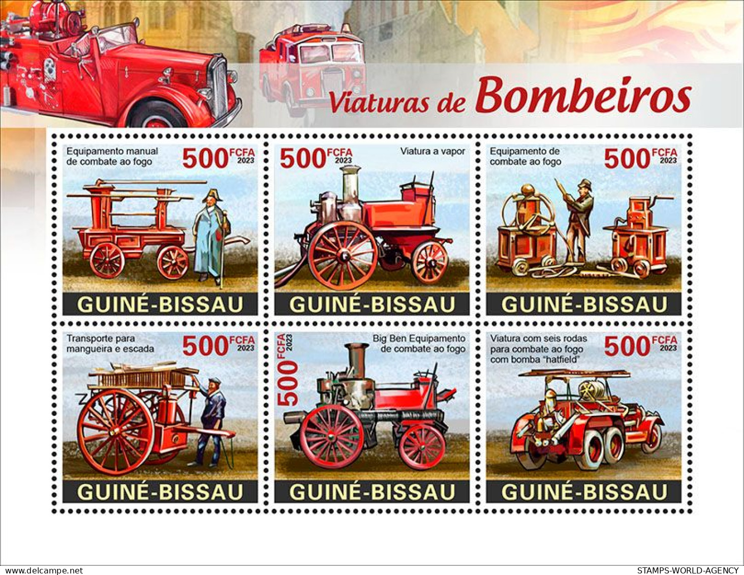 2024-02 - GUINEA BISSAU- FIRE ENGINES             6V  MNH** - Camions