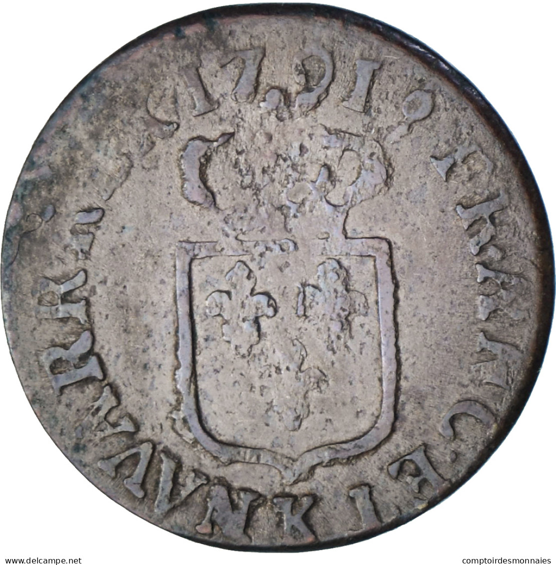 France, Louis XVI, Liard, 1791, Bordeaux, Cuivre, TB, Gadoury:348 - Other & Unclassified