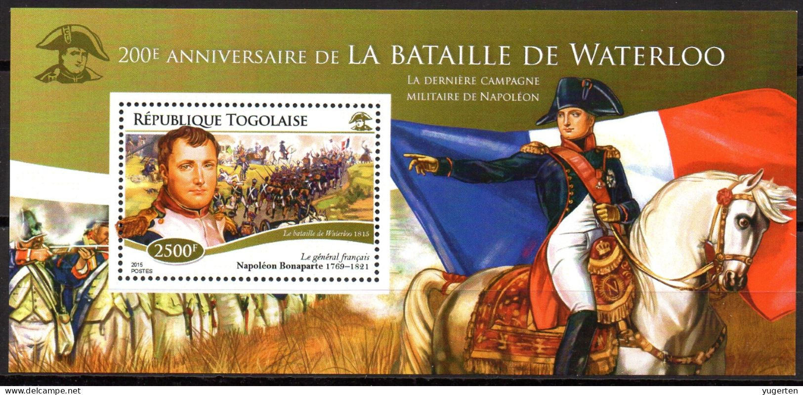 TOGO 2015 - 1 Sheet - MNH - 200th Anniversary Of Waterloo Battle - Napoleon Bonaparte - France - Wars - Flag - Napoleón