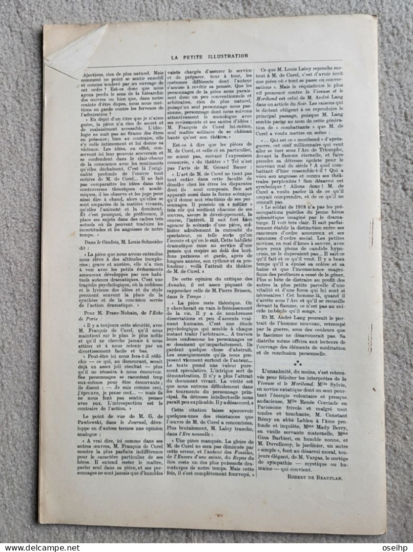 La VIVEUSE Et Le MORIBOND Comédie En Trois Actes François De Curel 1926 Pièce Théâtre - French Authors