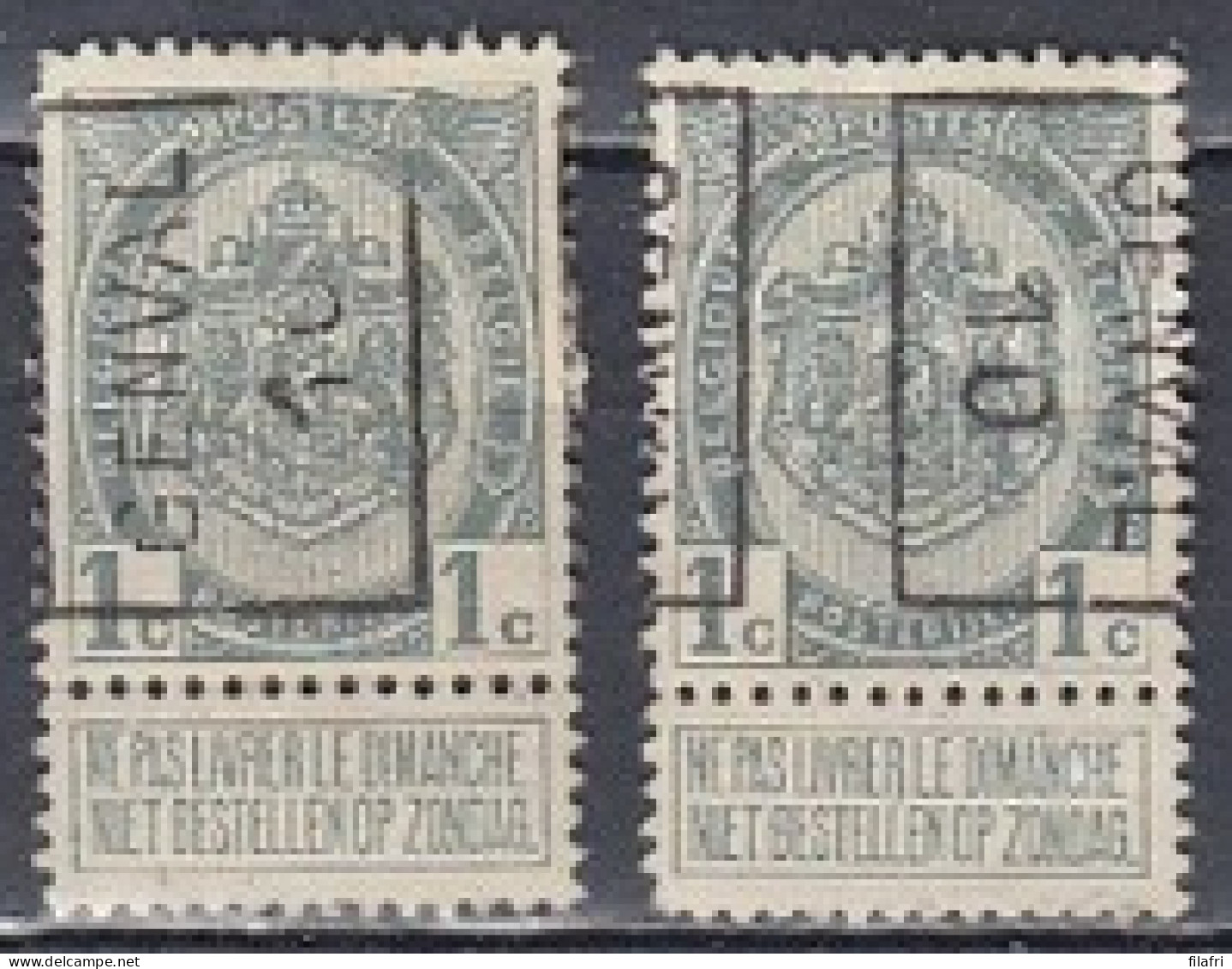 1450 Voorafstempeling Op Nr 81 - GENVAL 10  - Positie A & B - Roller Precancels 1910-19