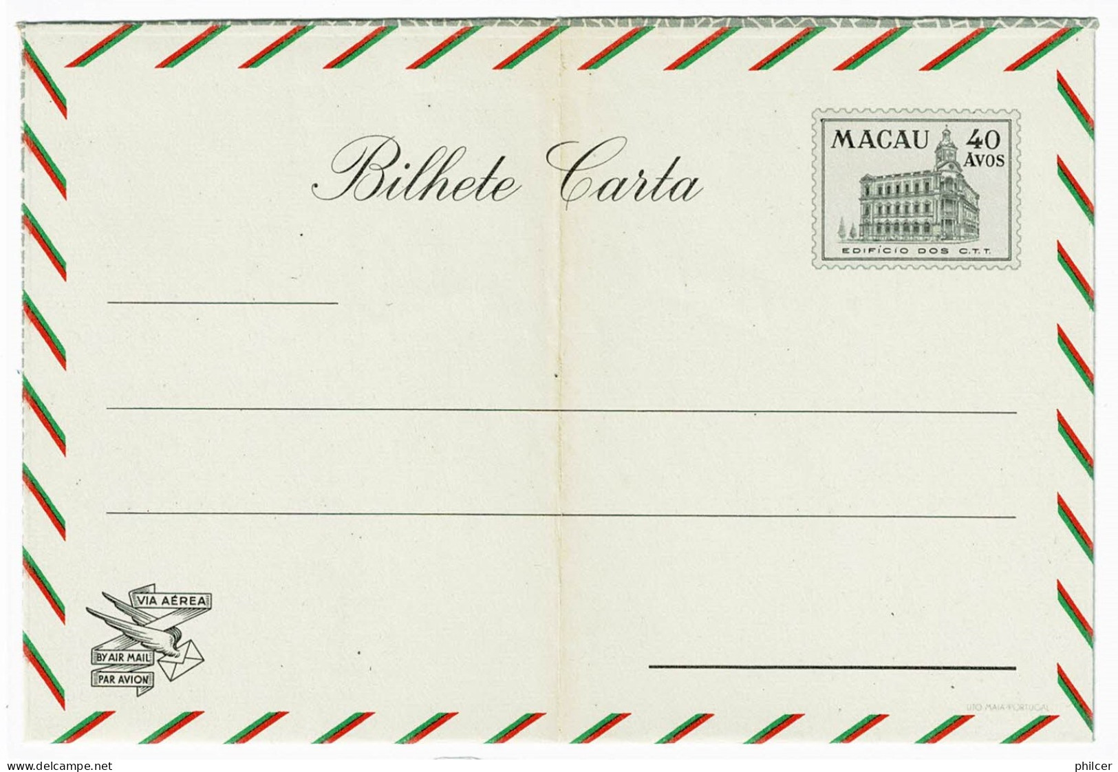 Macau, 1953, Aerogramme # 3 - Lettres & Documents