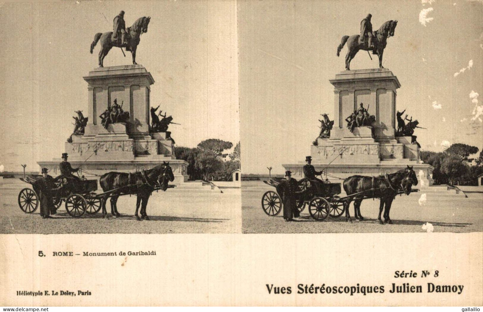 STEREO ROME MONUMENT DE GARIBALDI - Stereoskopie