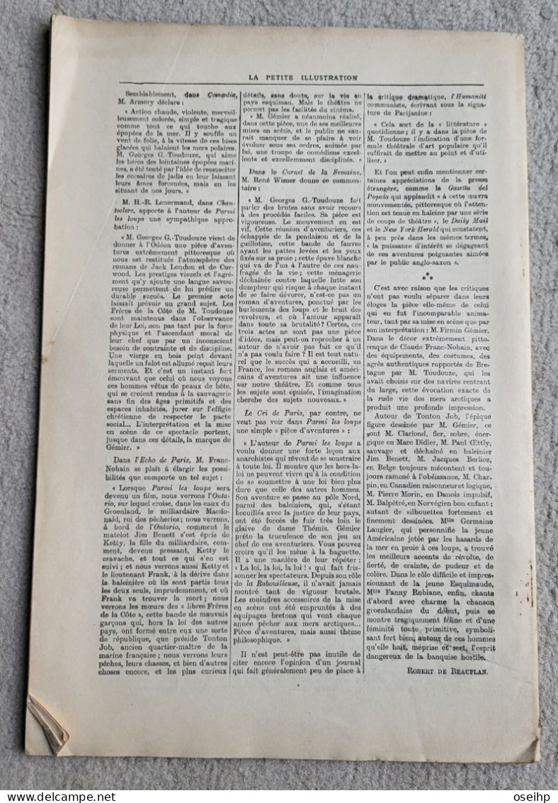 PARMI LES LOUPS Pièce En Trois Actes Georges G. Toudouze 1926 Pièce Théâtre - Französische Autoren