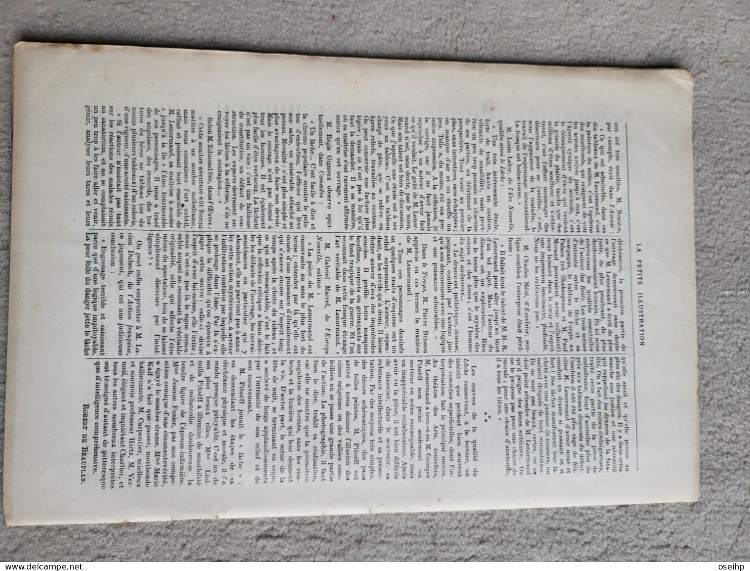 LE LÂCHE Pièce En Quatre Actes H.-R. Lenormand 1926 Pièce Théâtre - Autores Franceses