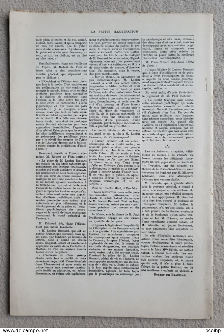 DANS L'OMBRE Du HAREM Pièce En Trois Actes Lucien Besnard 1926 Pièce Théâtre - Franse Schrijvers