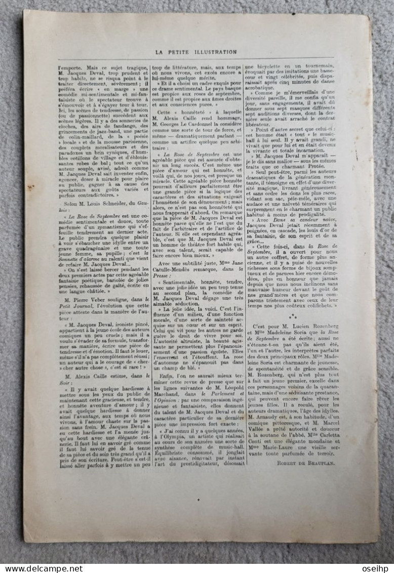 LA ROSE De SEPTEMBRE Comédie En Trois Actes Jacques Deval 1926 Pièce Théâtre - French Authors