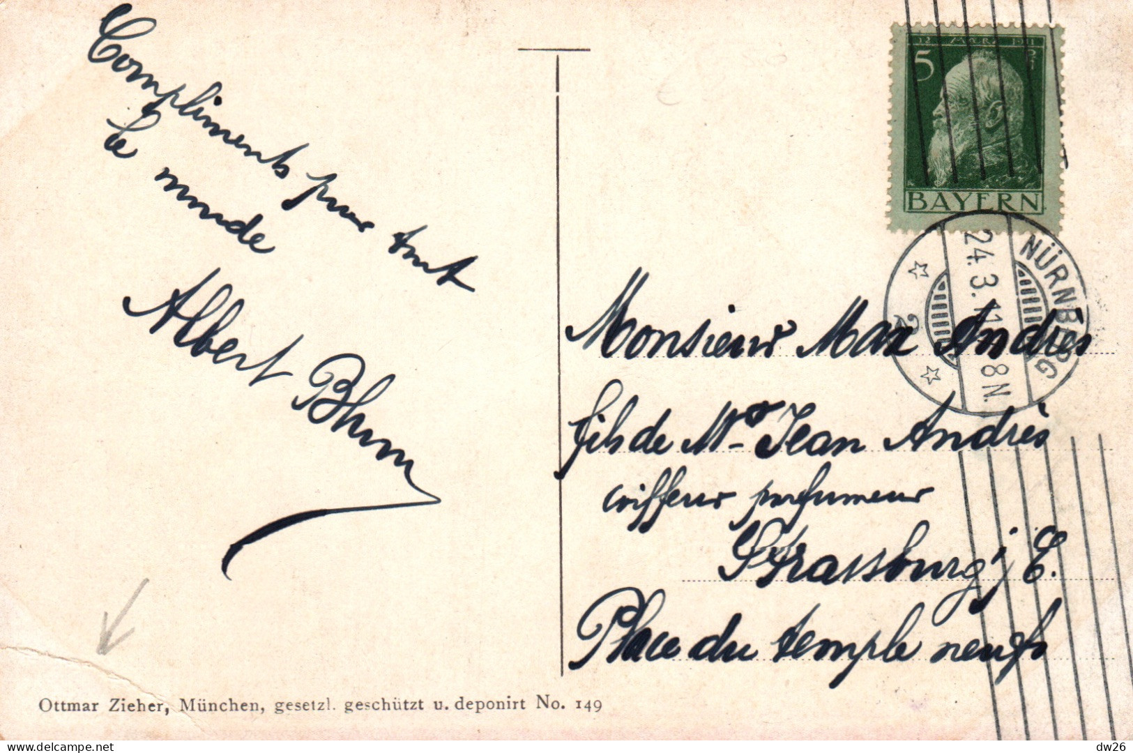 Représentation De Timbres: Stamps Bayern, Germany - Carte Ottmar Zieher N° 149 - Timbres (représentations)