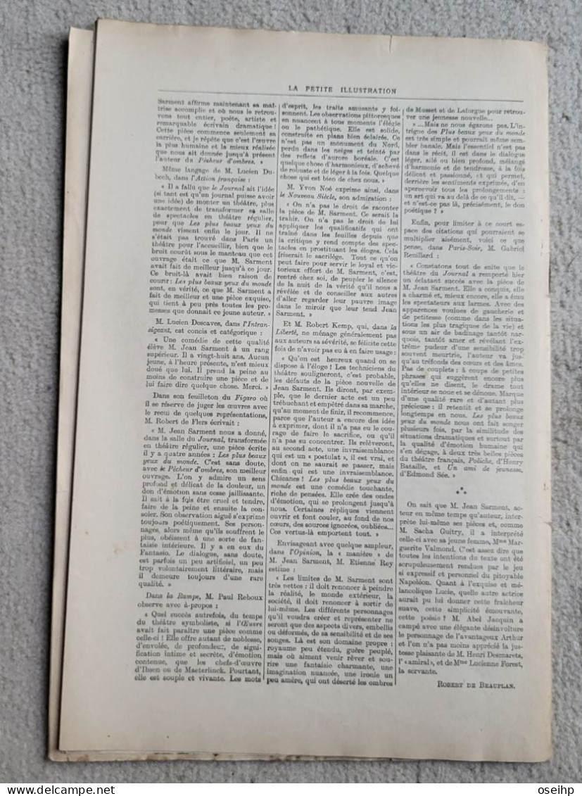 LES PLUS BEAUX YEUX Du MONDE Comédie En Trois Actes Jean Sarment 1926 Pièce Théâtre - Franse Schrijvers