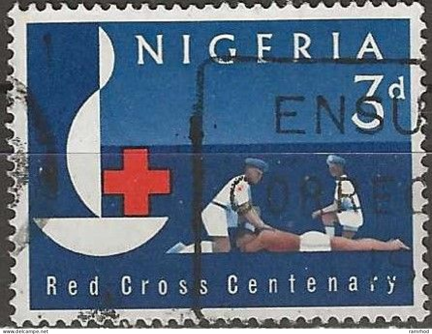 NIGERIA 1963 Centenary Of Red Cross - 3d - Emblem And First Aid Team FU - Nigeria (1961-...)