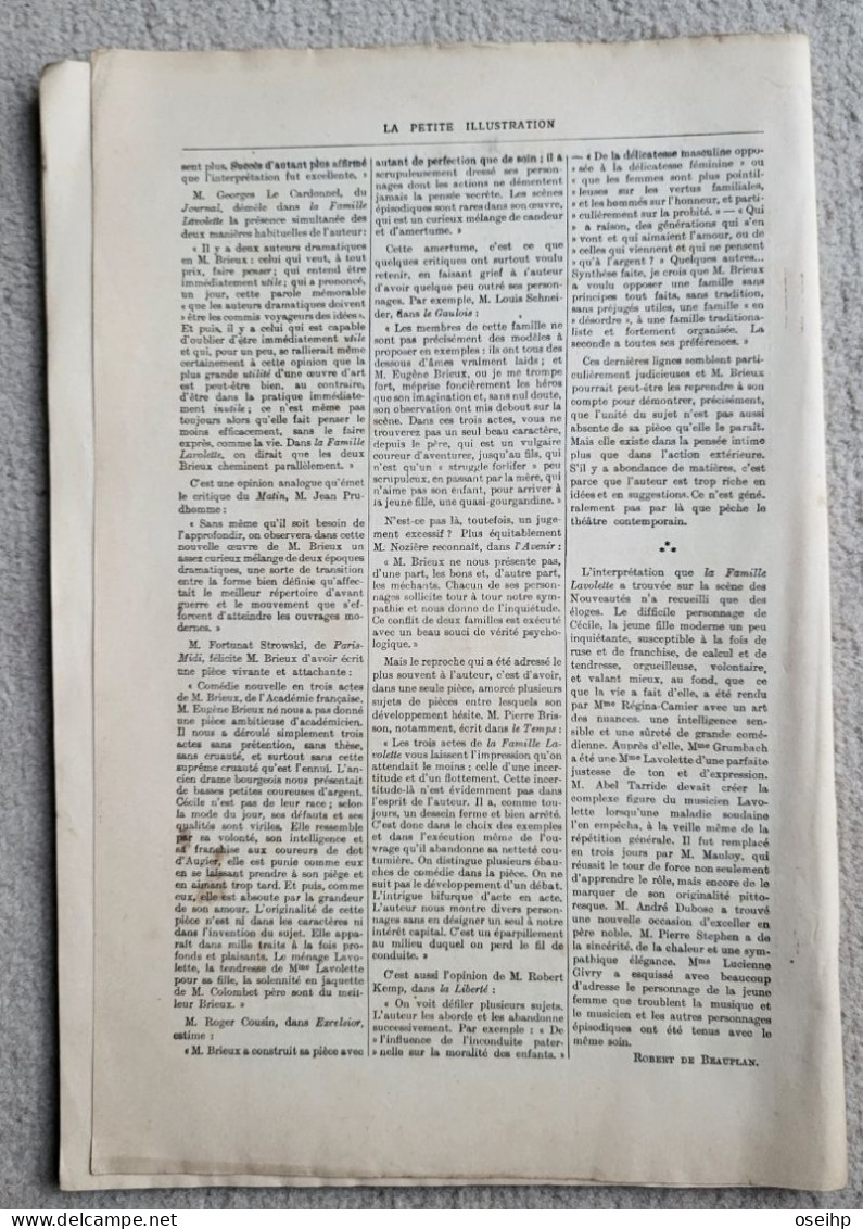 LA FAMILLE LAVOLETTE Comédie En Trois Actes Brieux 1926 Pièce Théâtre - Auteurs Français