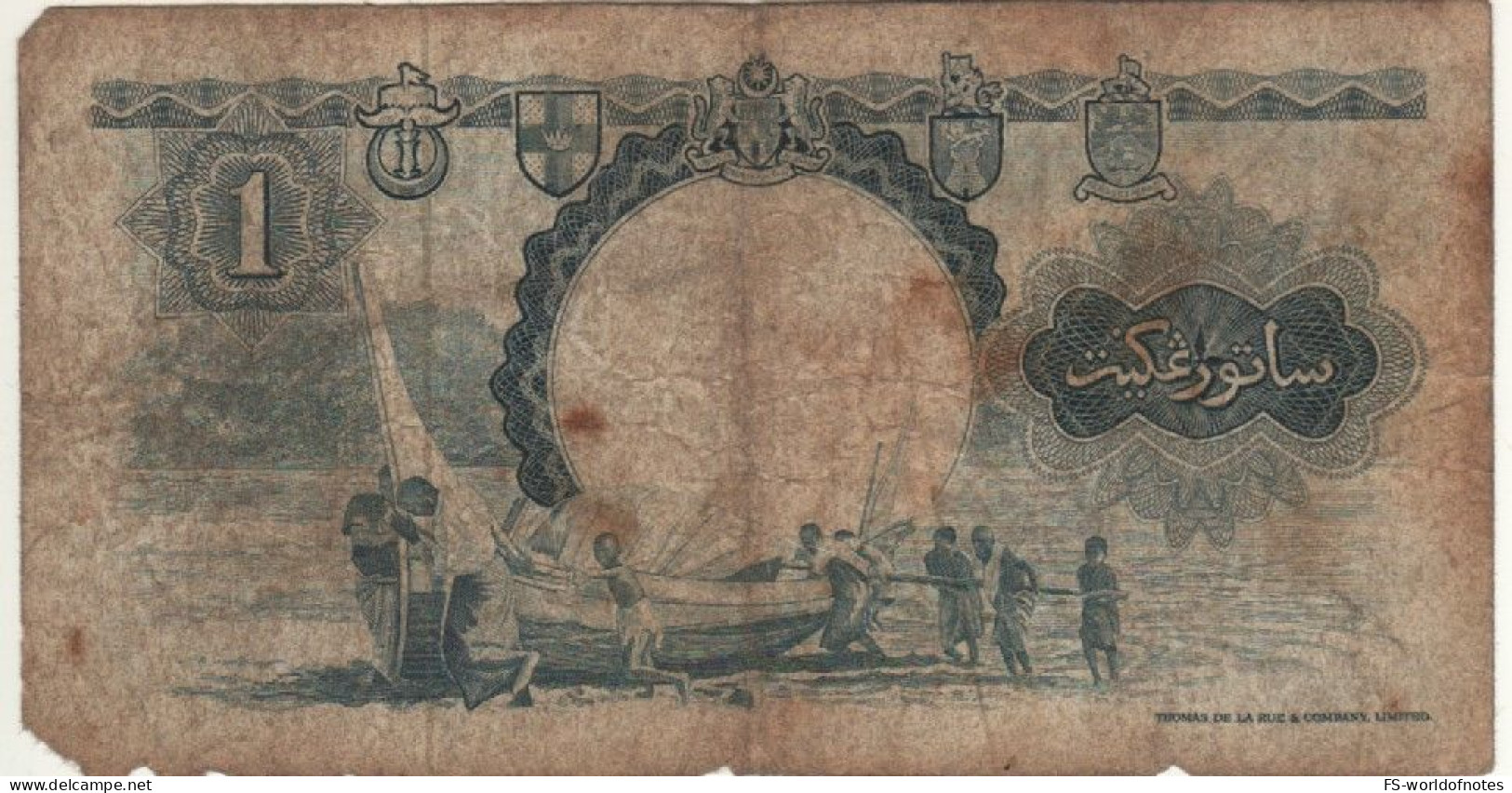 MALAYA & British BORNEO    1 Dollar     P8A  Dated  1st March 1959  ( Thomas De La Rue    Sailing Boat ) - Maleisië