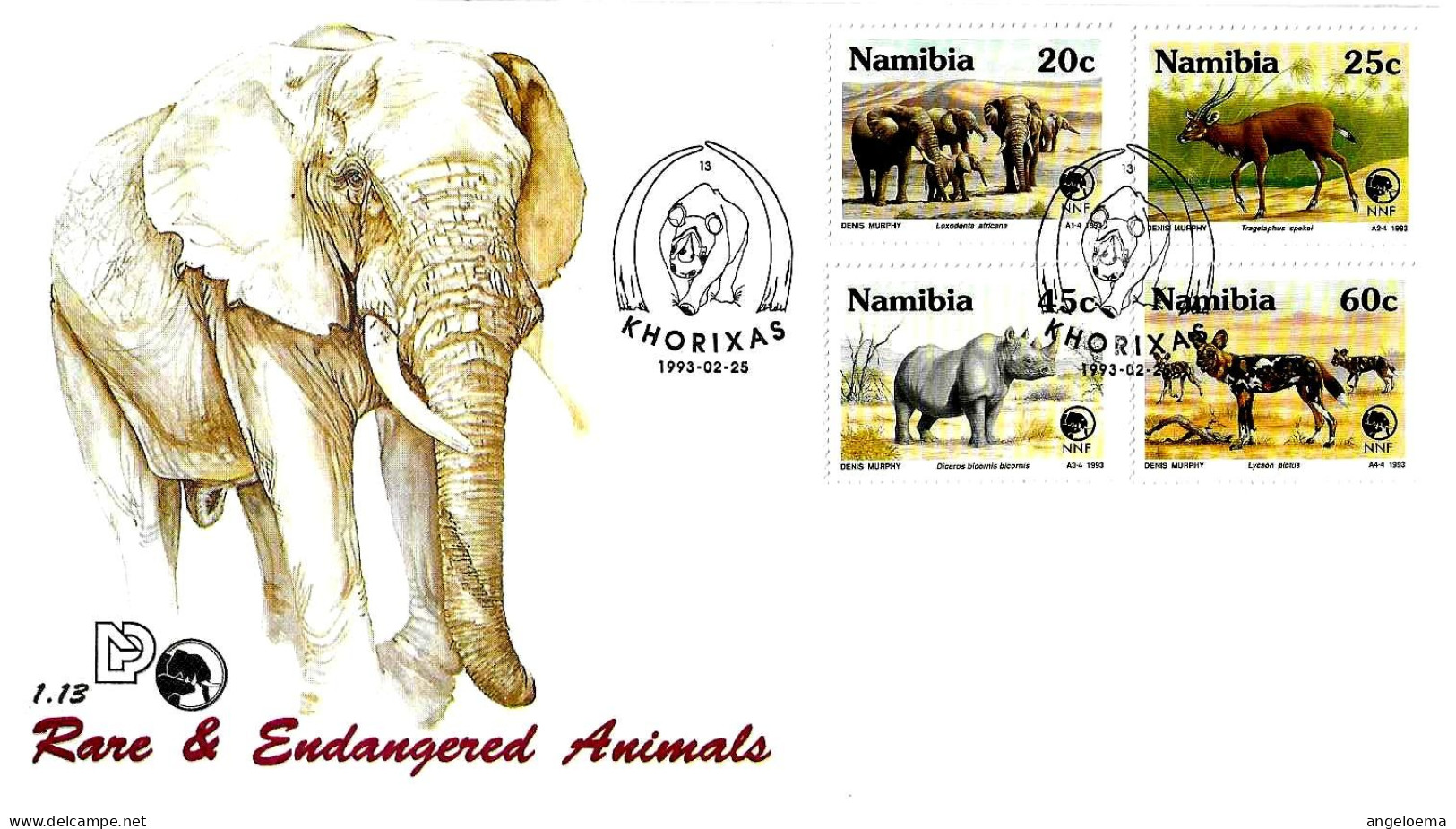 NAMIDIA - 1993 KHORIXAS Animali (rinoceronte) Su Fdc - 4039 - Rhinocéros