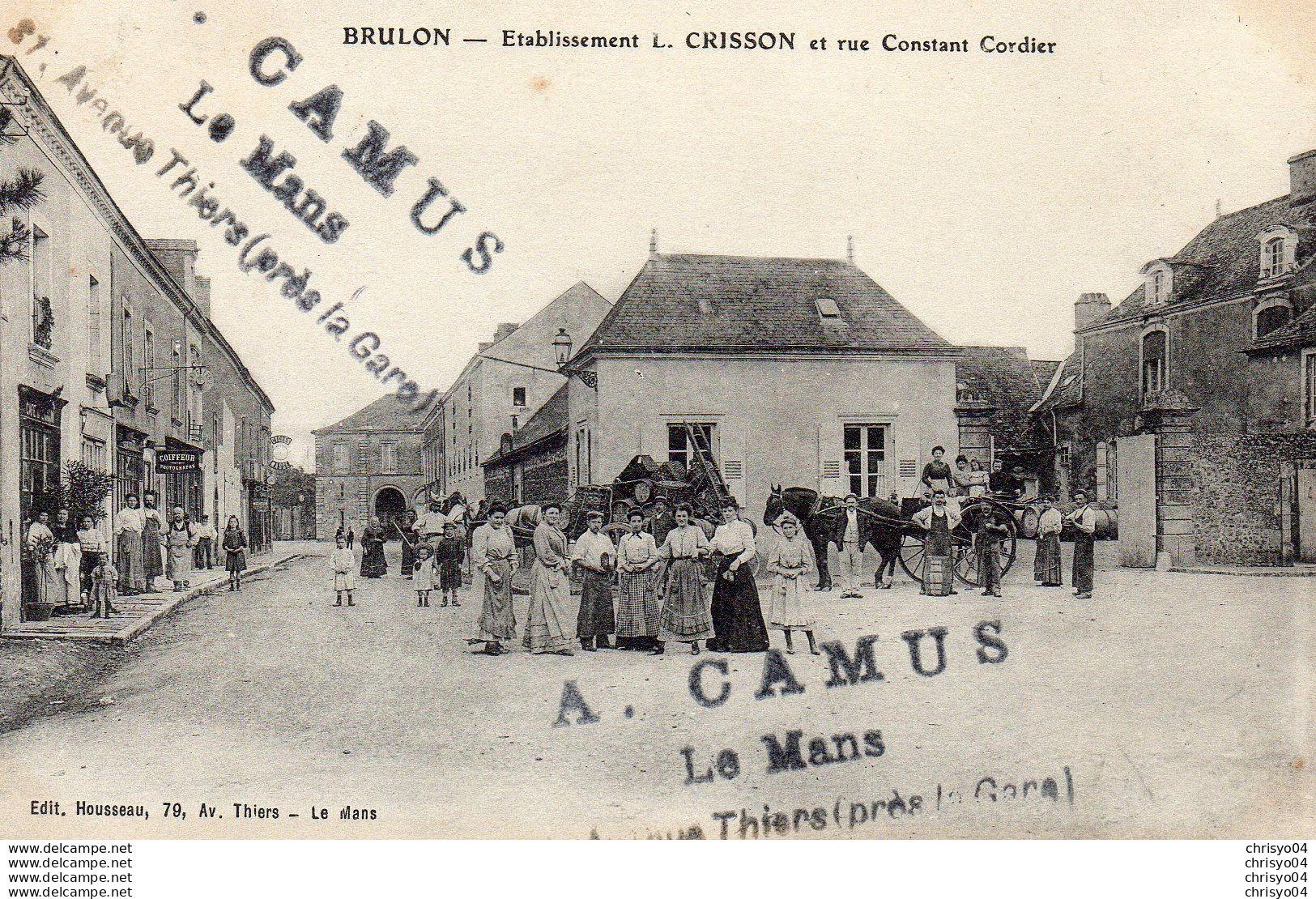 77Vn   72 Brulon Photo (non Cpa) Cachet Etabissements L. Crisson Rue Constant Cordier Voir Verso - Brulon