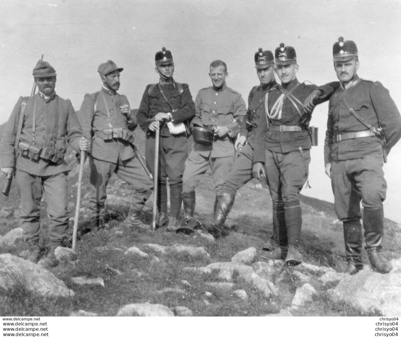 65Cu  Suisse Photo Guerre 14/18 Alpe Di Gesero Les Militaires Officiers Au Passo Di P. Jorio En Aout 1915 - Autres & Non Classés