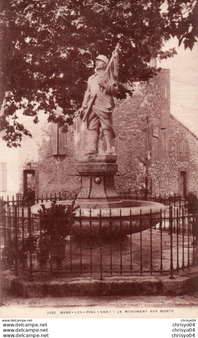 75Mé    83 Nans Les Pins Monument Aux Morts Marius Bar (vue Pas Courante) - Nans-les-Pins