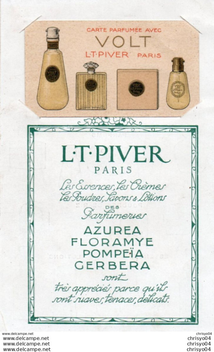 712z   Carte Parfumée Parfum Volt L.T. Piver Sur Son Support Publicitaire (rare) - Vintage (until 1960)