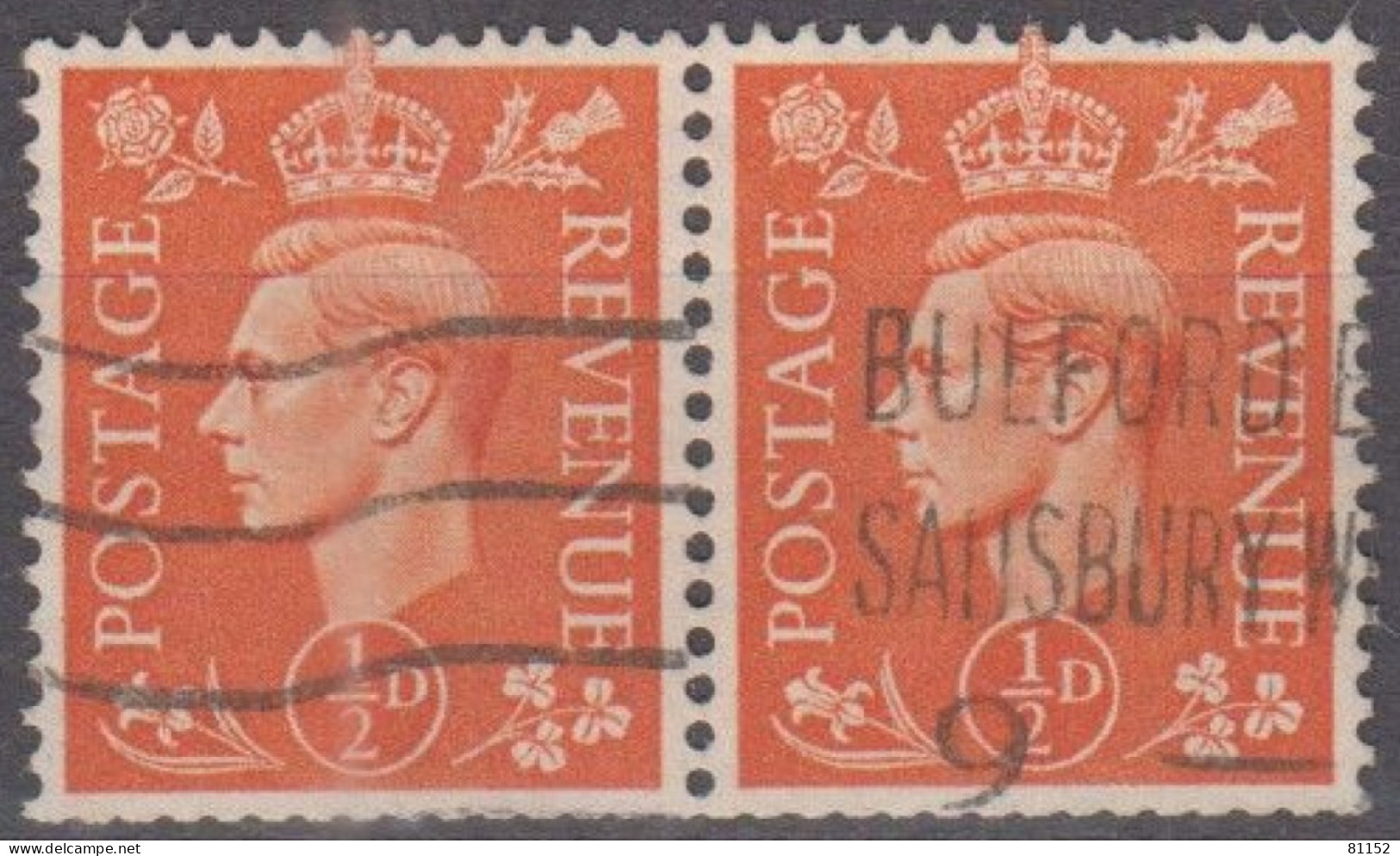 Georges VI  1/2p. Orange   Y.T. 251   LA PAIRE    Année 1951  " Roulette "    Oblitéré   Scan Recto-verso - Usati