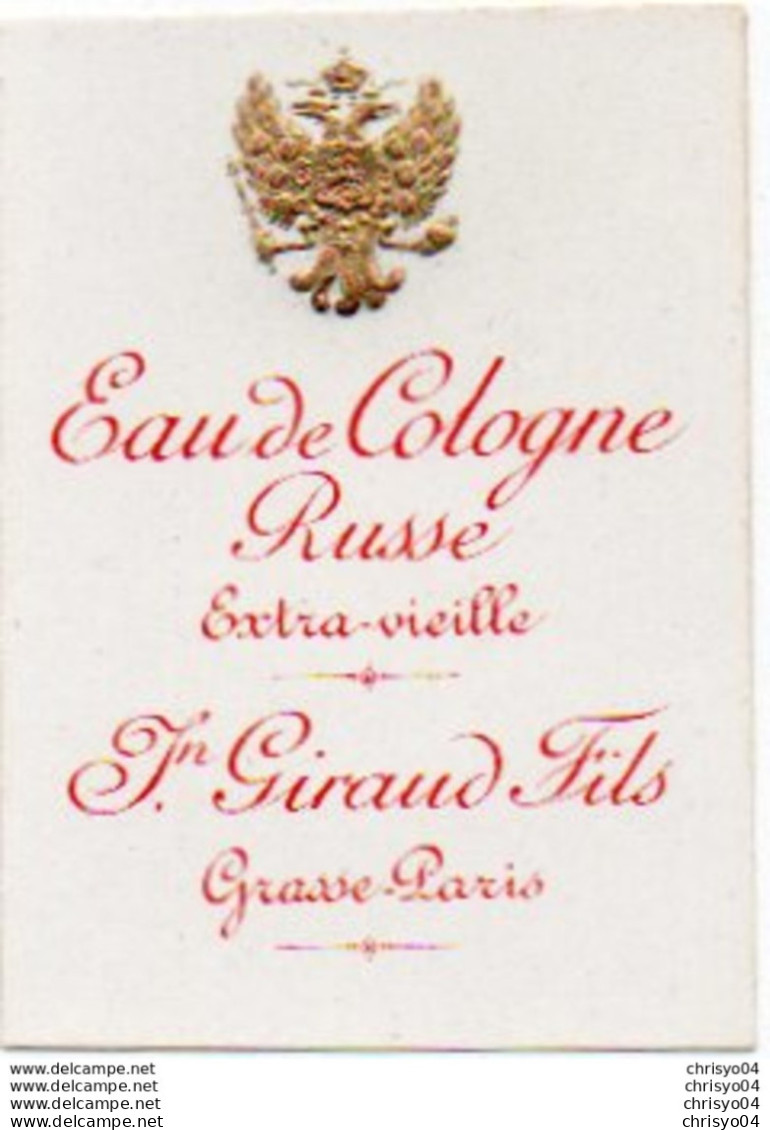 Etiquette Parfum Grasse Giraud Eau De Cologne Extra Vieille Russe Russia Fleur Dorée Gaufrée - Etiquettes