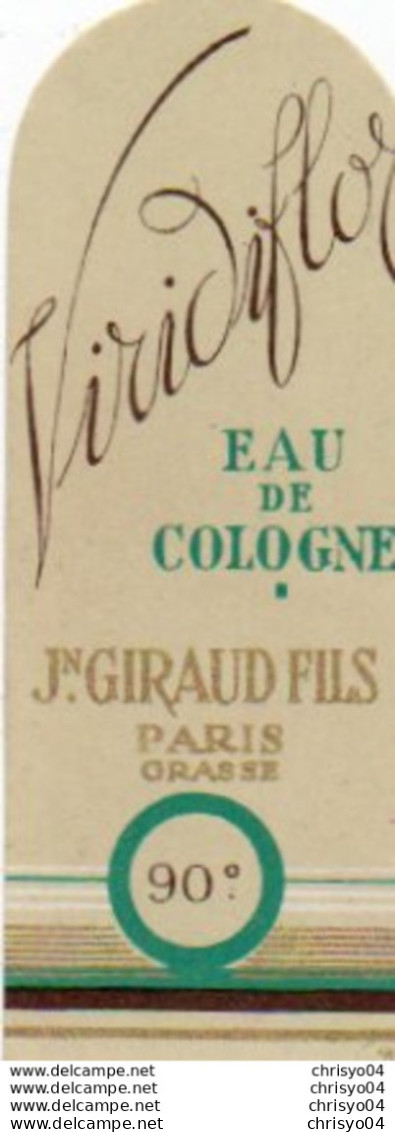 Etiquette Parfum Grasse Giraud Eau De Cologne Viridiflor - Etiquetas