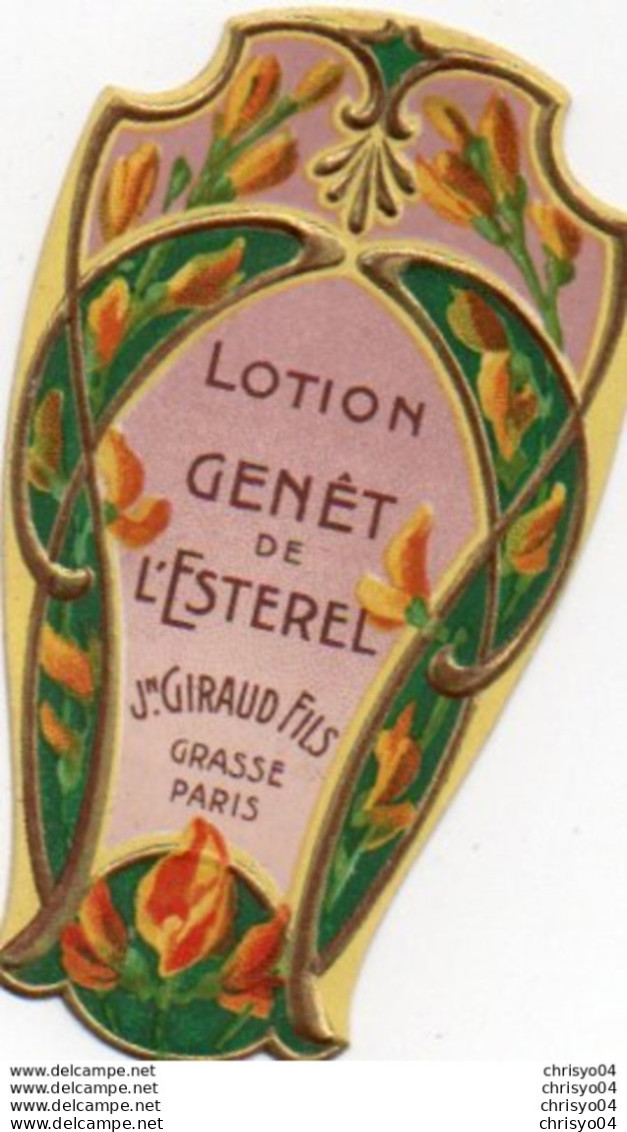 Etiquette Parfum Grasse Giraud Lotion Genet De L'Esterel Dorures Gauffrées - Etichette