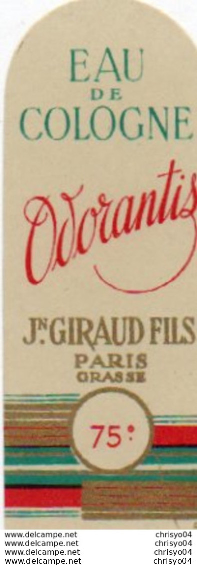 Etiquette Parfum Grasse Giraud Eau De Cologne Odorantis - Etiketten