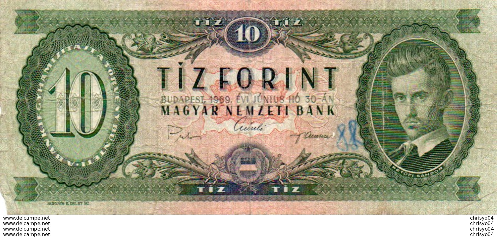 96Bv  Billet Banque Hongrie Tiz Forint 1969 - Hongarije