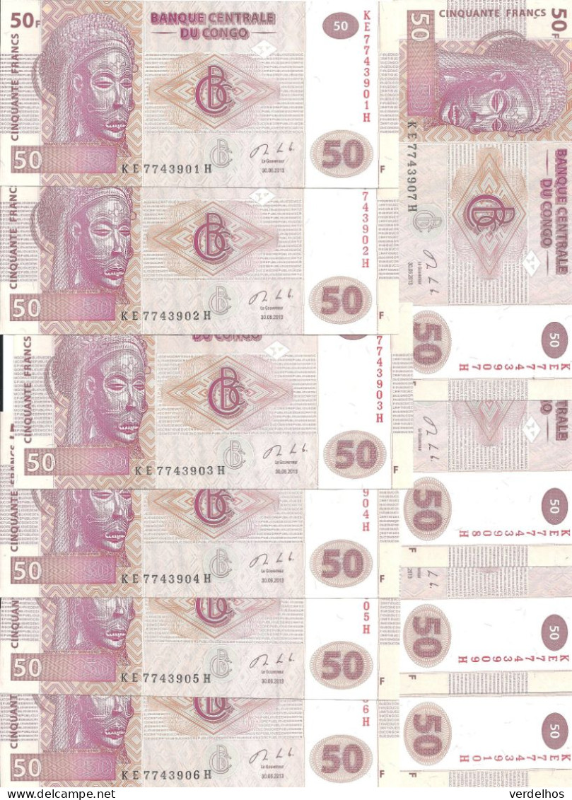 CONGO 50 FRANCS 2013 UNC P 97A ( 10 Billets ) - Sin Clasificación