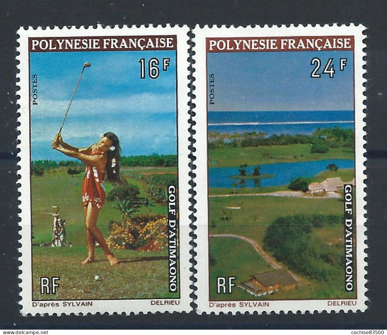 Polynésie N°94/95** (MNH) 1974 - Sports "Golf" - Unused Stamps