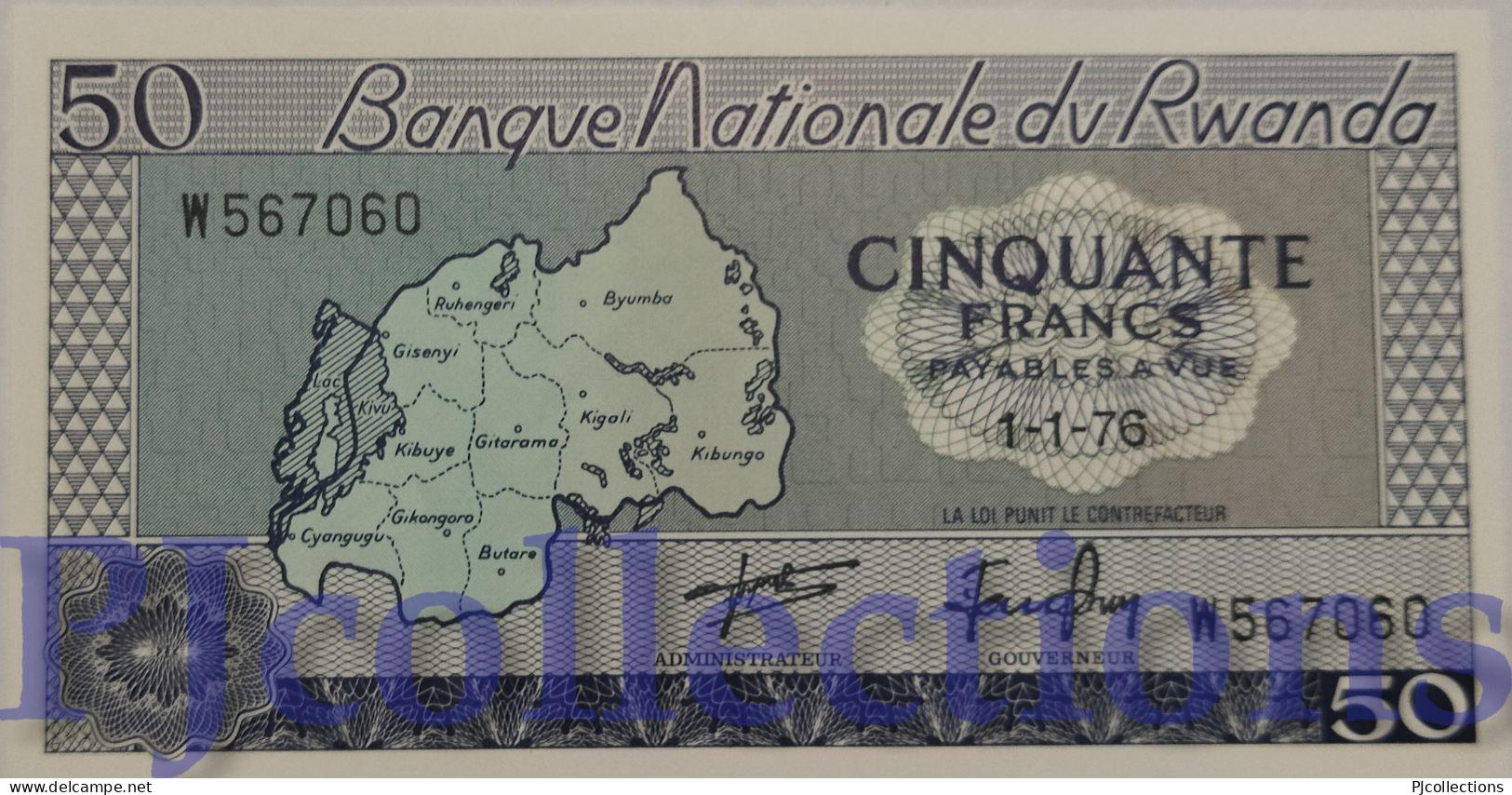 RWANDA 50 FRANCS 1976 PICK 7c UNC - Ruanda