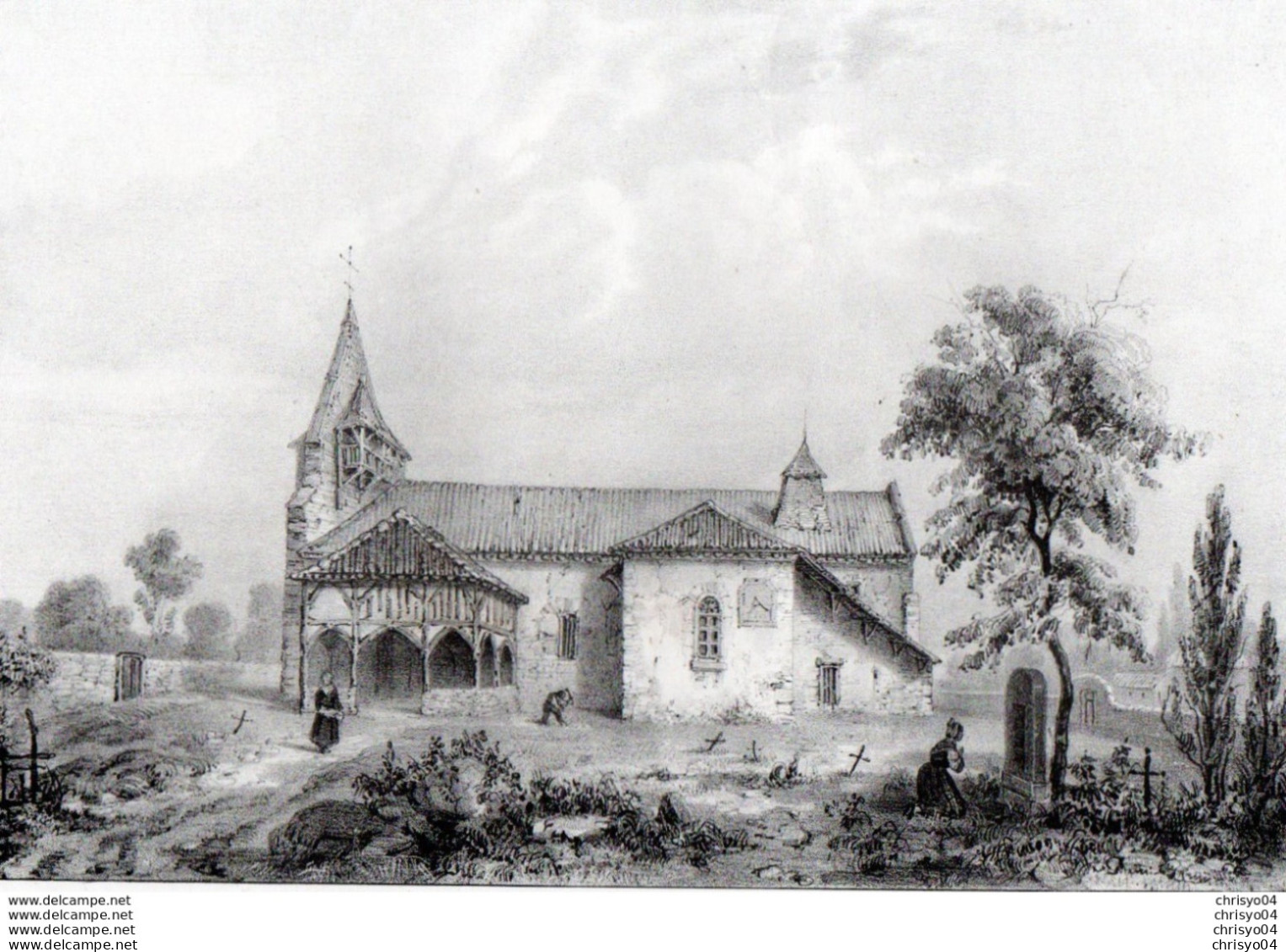 99Mq  Litho Lithographie De J. Philippe 40 Labrit L'église - Labrit