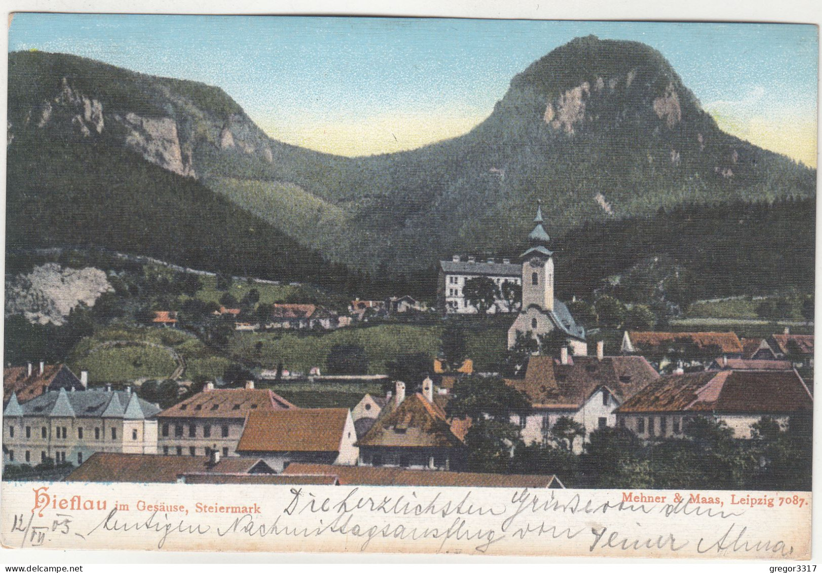 E4519) HIEFLAU Im Gesäuse - Steiermark - Kirche - Häuser DETAILS 1903  TOP AK  !! - Hieflau