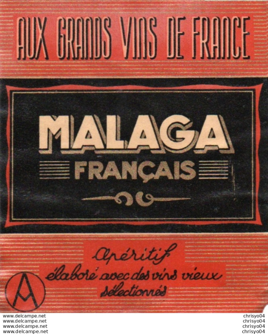 99Sv  Etiquette Vin Malaga Français Aperitif élaboré Avec Vieux Vins - Red Wines
