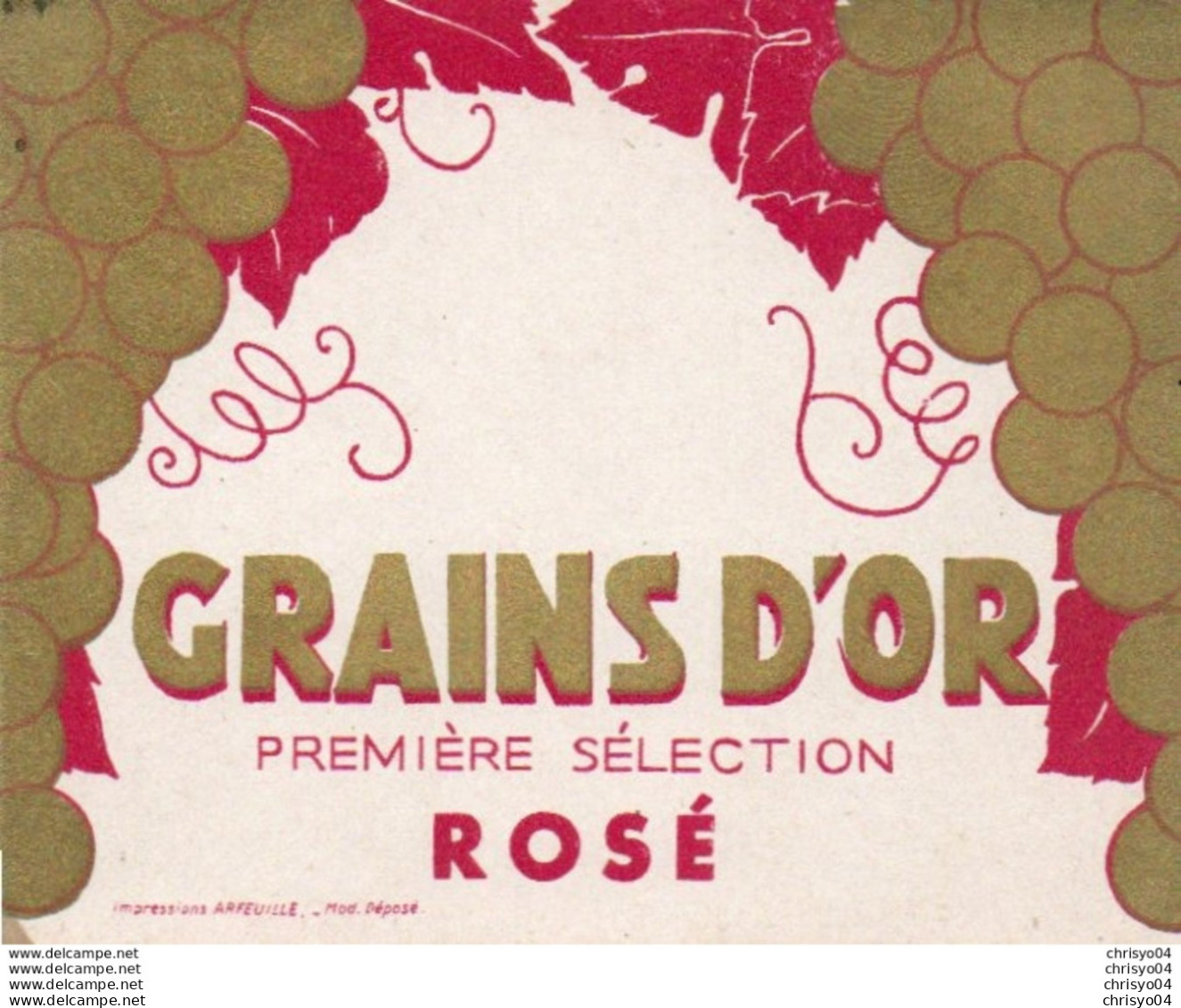 99Sv  Etiquette De Vin Rosé Grains D'Or Premiere Selection - Vino Rosado