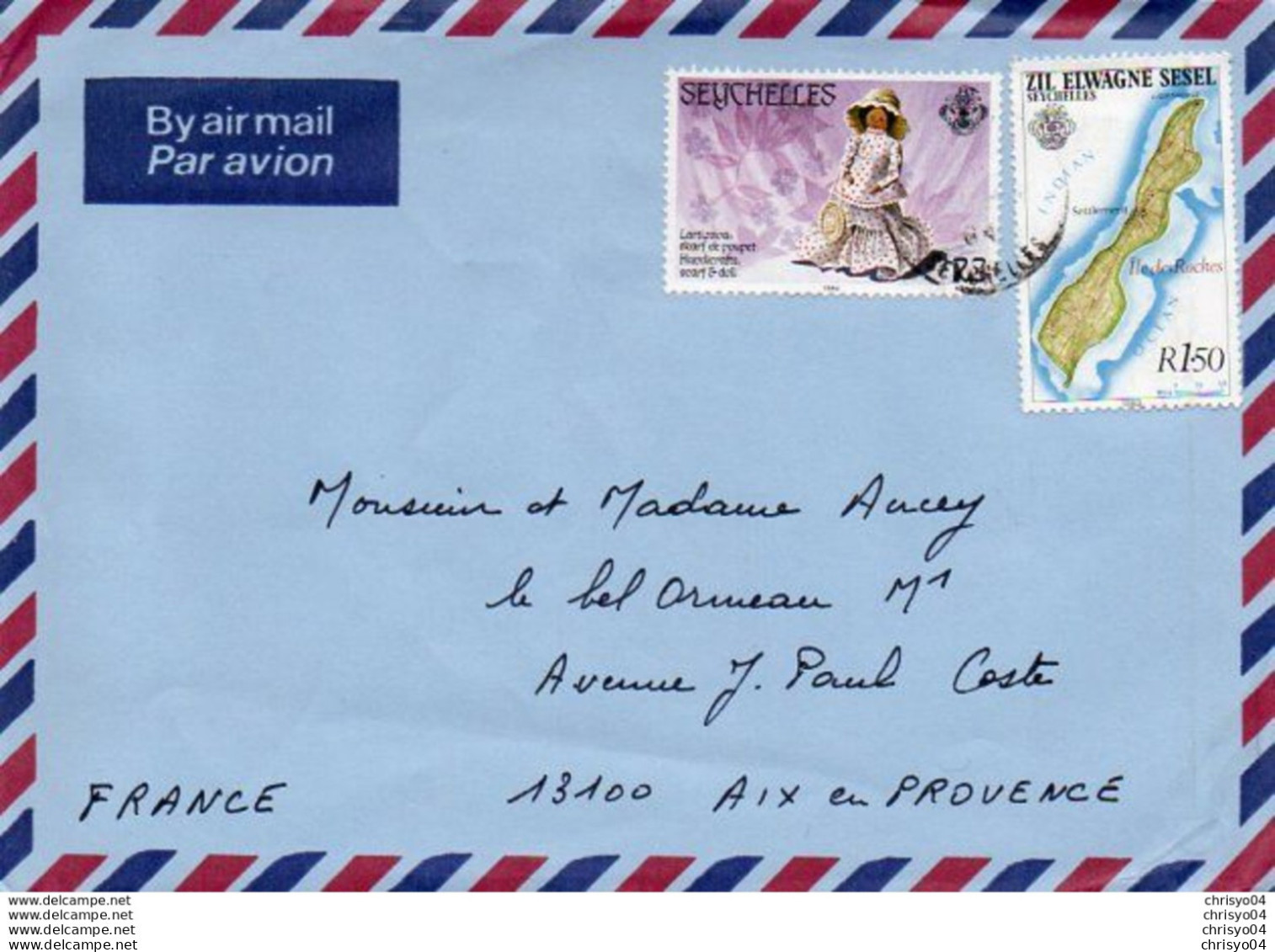 V95Ch  Seychelles Enveloppe Courrier Par Avion Air Mail Timbres - Seychellen