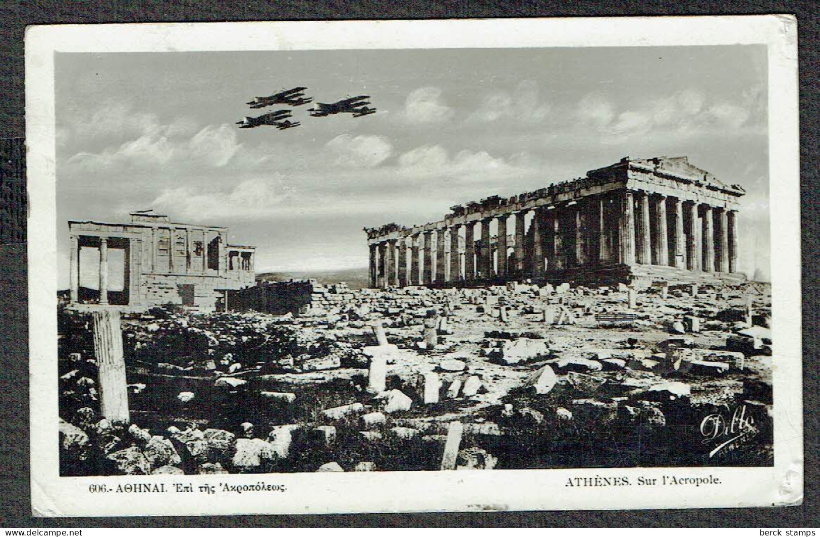 GRECE -  3 Avions Sur L'Acropole D'Athènes - Carte Photo Ayant Voyagée - Timbres N° 356 - 357 - Prévoyance Sociale N° 27 - Covers & Documents