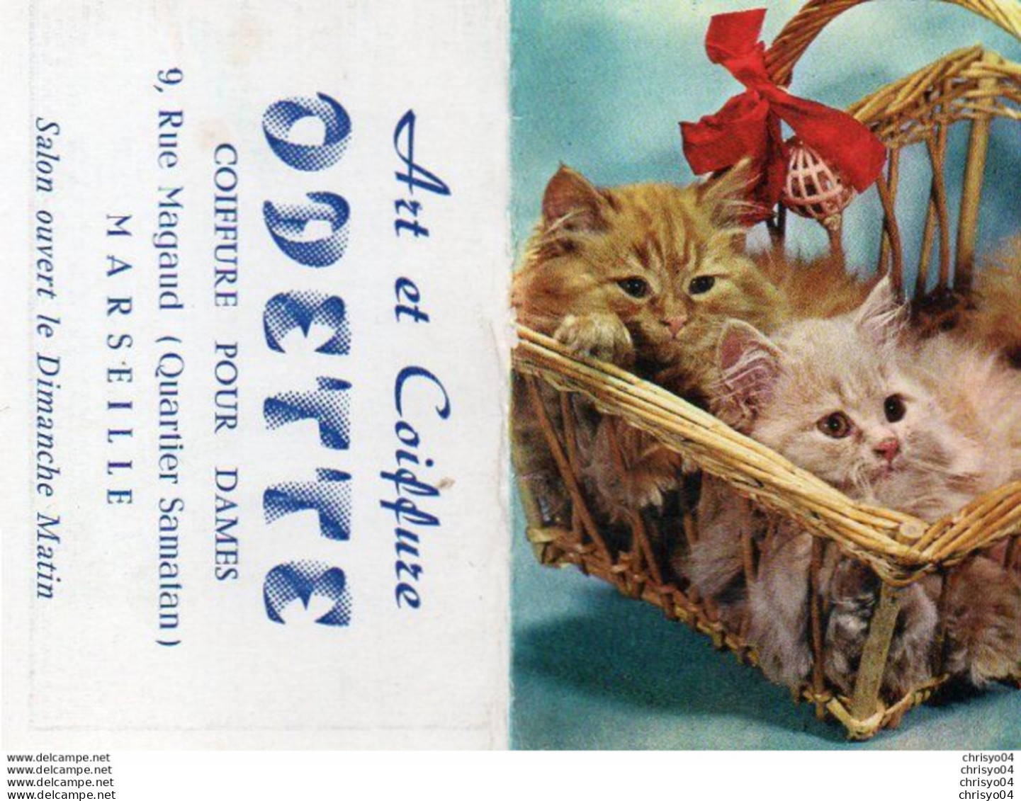 V12 65Sb   Calendrier Poche N°3 De 1963 Chats Chatons Art Et Coiffure Odette 9 Rue Magaud Quartier Samatan Marseille - Petit Format : 1961-70