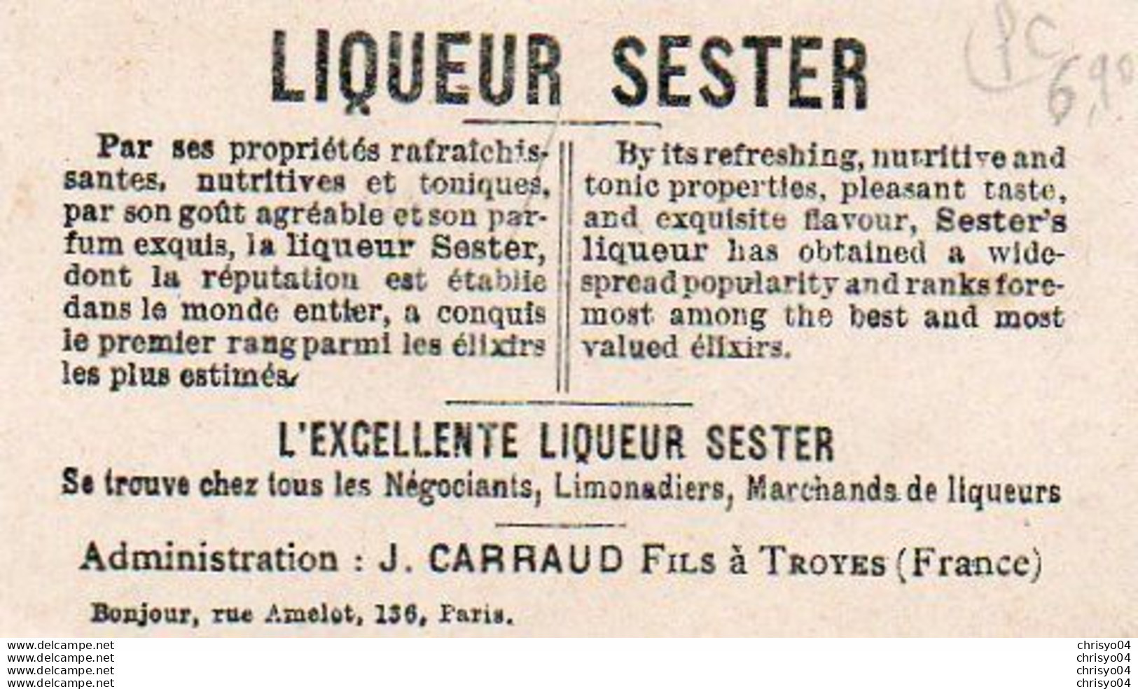 V12 96Hys   Liqueur Sester Image Jeune Homme Assis à L'arriere D'un Tramway Omnibus Complet Novembre - Alcohols