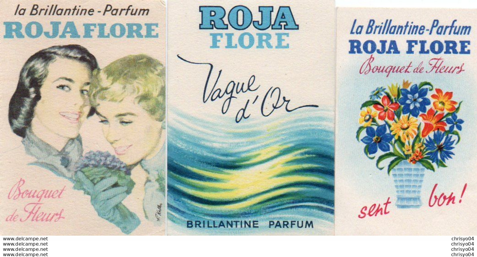 V11 96Hs Lot De 3 Cartes Parfumées Parfums Brillantine Roja Flore En TBE - Vintage (until 1960)